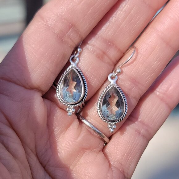 Jewelry - Prasiolite teardrop 925 sterling silver dangle earrings